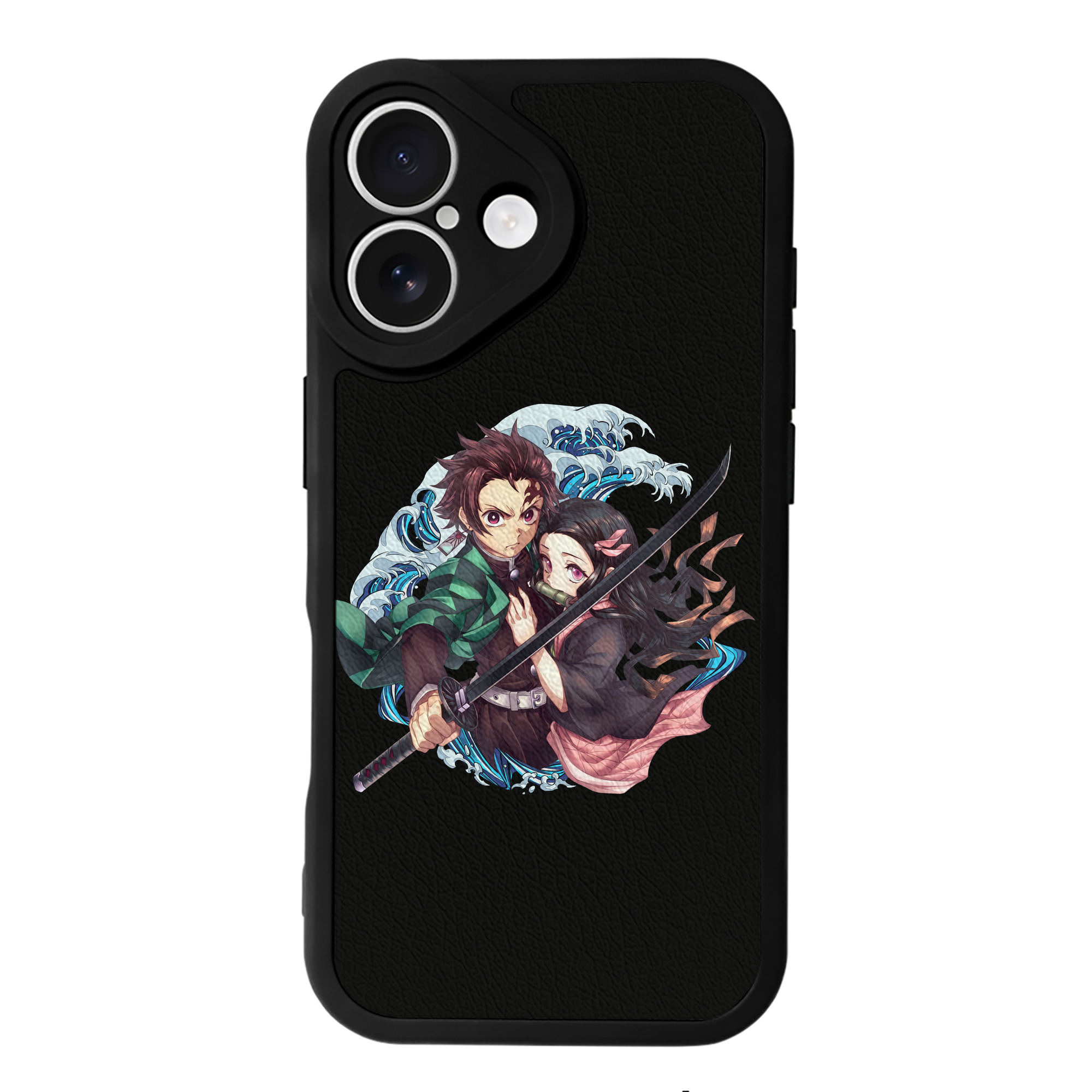 （画像用） 鬼滅の刃（きめつのやいば）竈門 禰󠄀豆子／かまど ねずこ Kamado Nezuko 【iPhone 16シリーズ対応】シリコンスマホケース（レザー調） 材質：シリコン